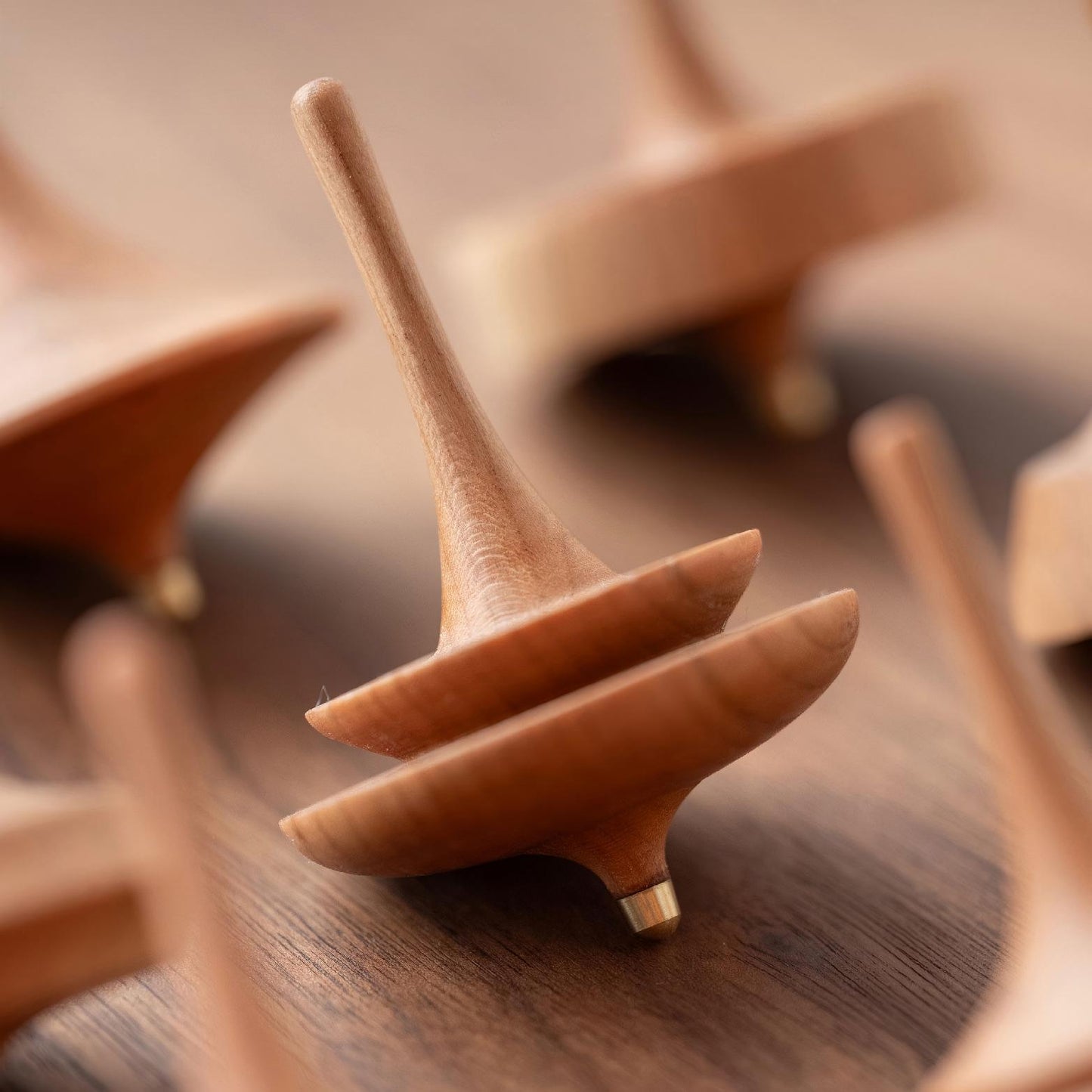 Wood Spinning Top - Handcrafted Desktop Toy (2-Piece Random Set)