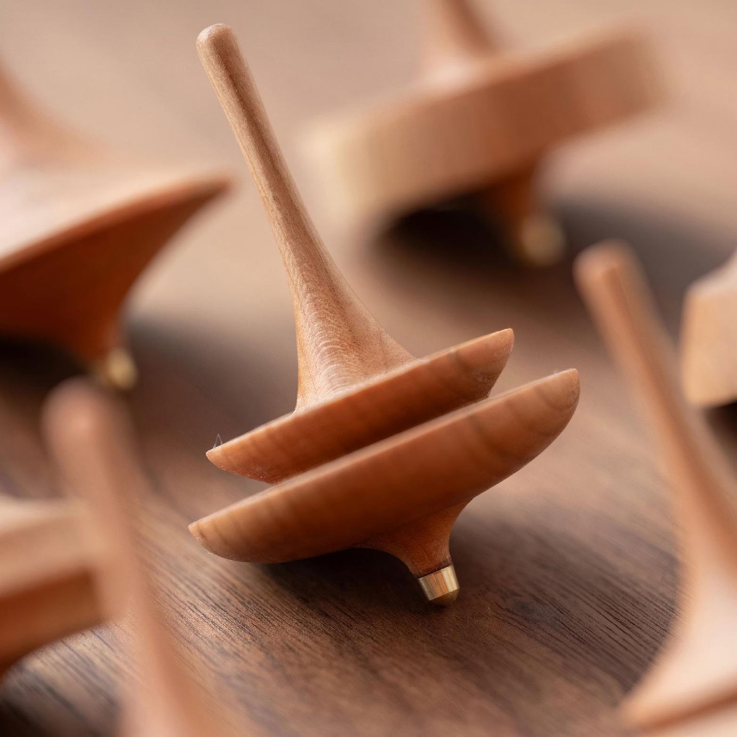 Wood Spinning Top - Handcrafted Desktop Toy (2-Piece Random Set)