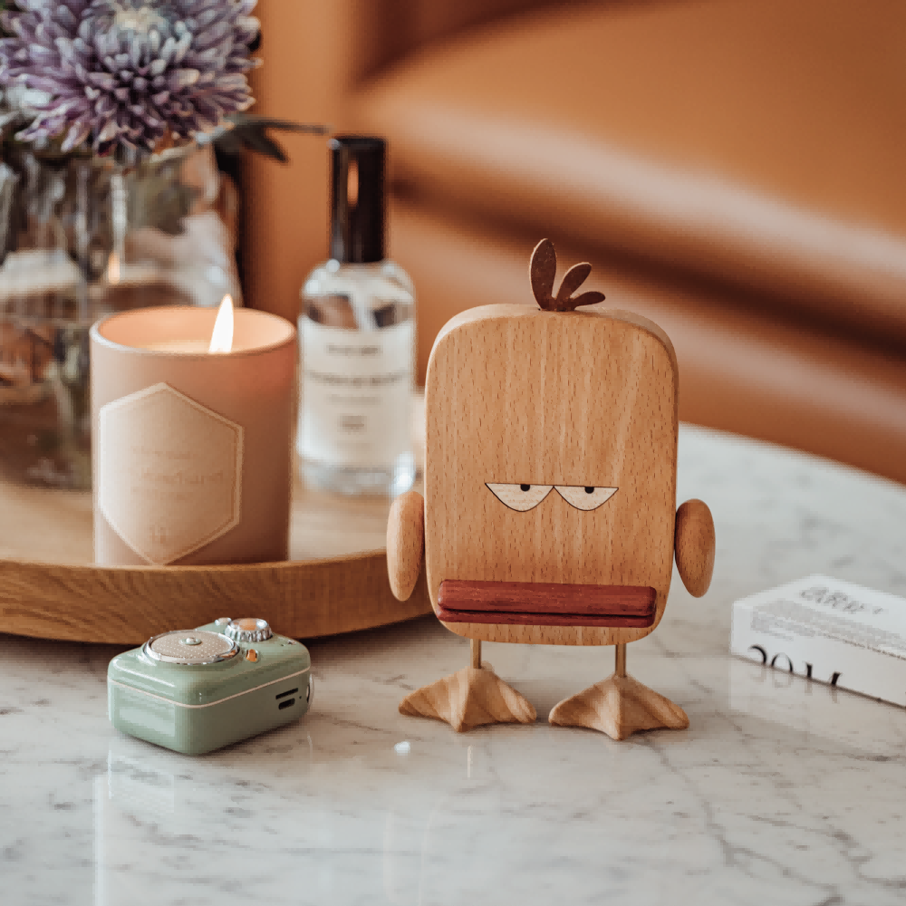 Wooden Duck Phone Stand | Cute Desk Organizer & Holder | Natural Wood Desktop Accessory