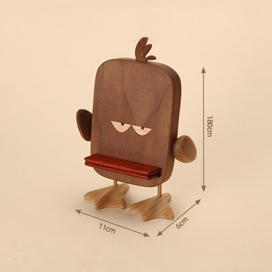 Wooden Duck Phone Stand | Cute Desk Organizer & Holder | Natural Wood Desktop Accessory