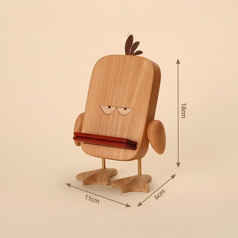 Wooden Duck Phone Stand | Cute Desk Organizer & Holder | Natural Wood Desktop Accessory