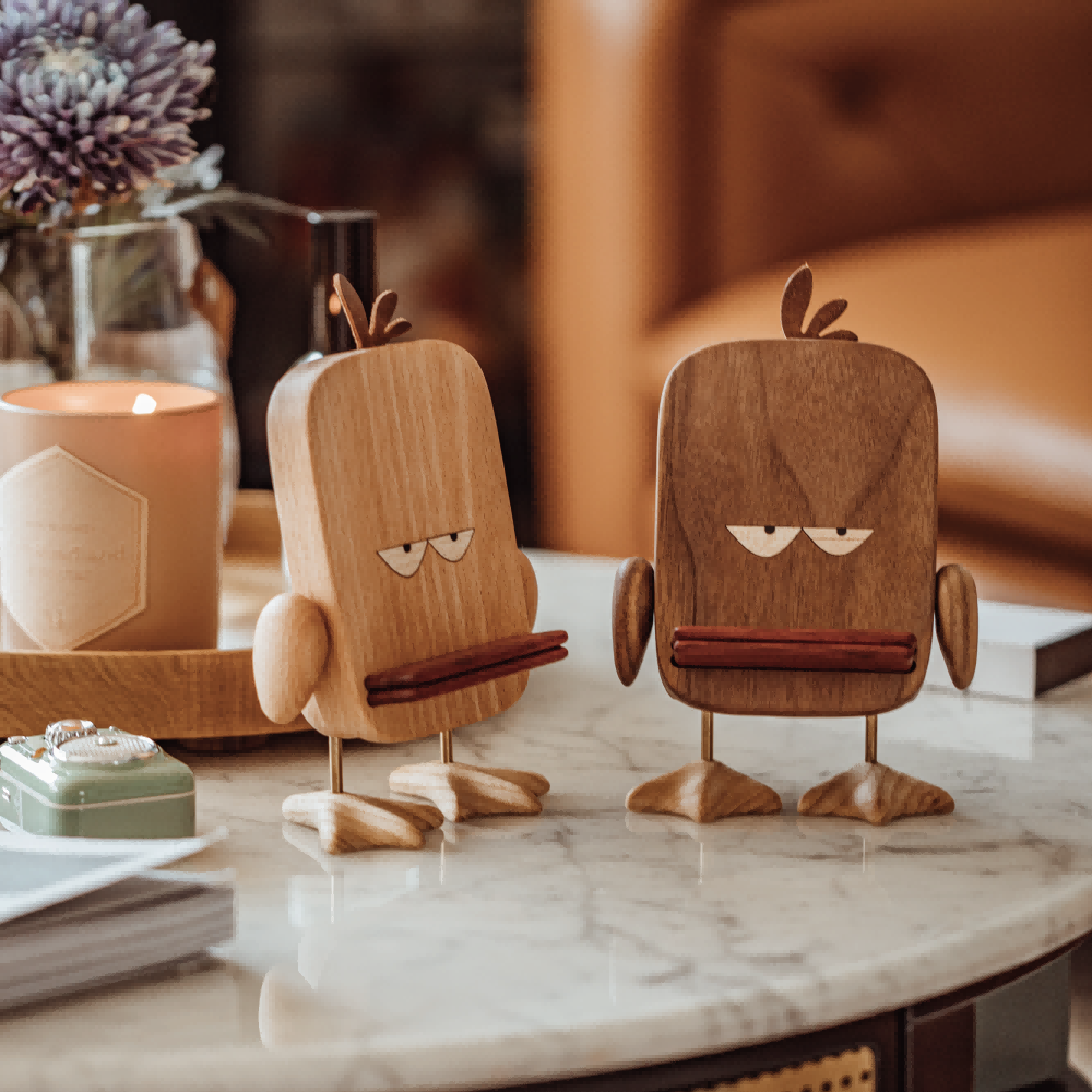 Wooden Duck Phone Stand | Cute Desk Organizer & Holder | Natural Wood Desktop Accessory