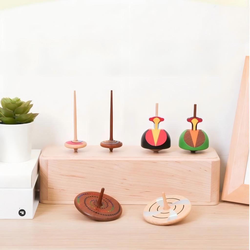 Wooden Spinning Top Blind Box | Handcrafted Desktop Toy | Random Style Gift Set