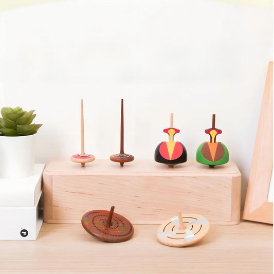Wooden Spinning Top Blind Box | Handcrafted Desktop Toy | Random Style Gift Set