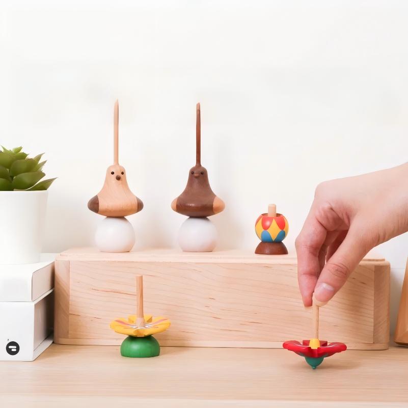 Wooden Spinning Top Blind Box | Handcrafted Desktop Toy | Random Style Gift Set