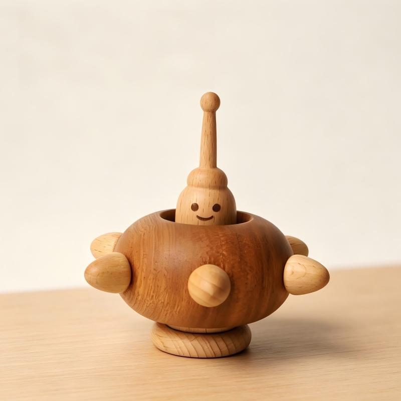 Handcrafted Wood Spinning Top Collection | Pinecone Sets & Character Tops | Desk Toy Gift | Engravable