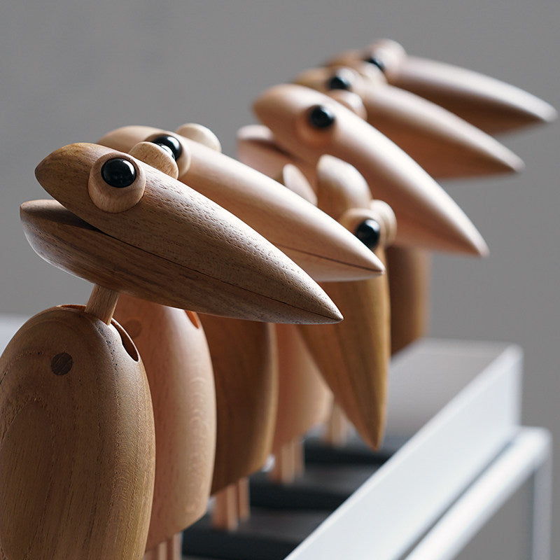Woodpecker Desk Figurine | Opening Beak Card & Note Holder | Engravable Solid Wood Sculpture