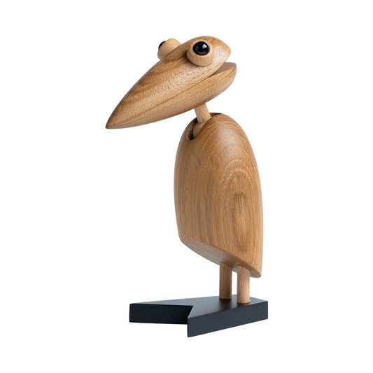 Woodpecker Desk Figurine | Opening Beak Card & Note Holder | Engravable Solid Wood Sculpture