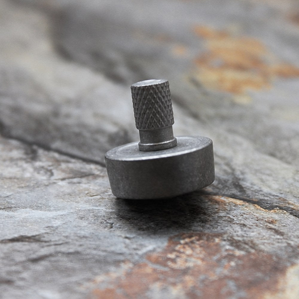 XGEDC Titanium Ice Crystal Spinner Top - Stonewashed Natural, TC4 Hand Twister with Ceramic Tip, Premium Desk Toy
