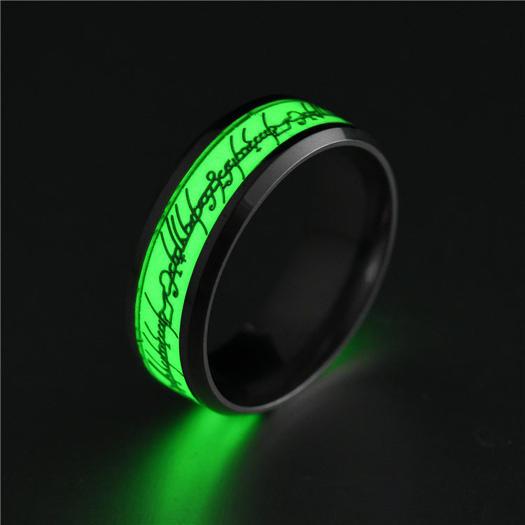 Titanium Steel Glow-in-the-Dark Ring