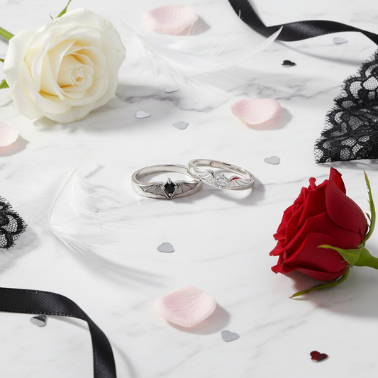 Angel Devil Couple Ring Elegant Creative Valentine Flat Lay V2