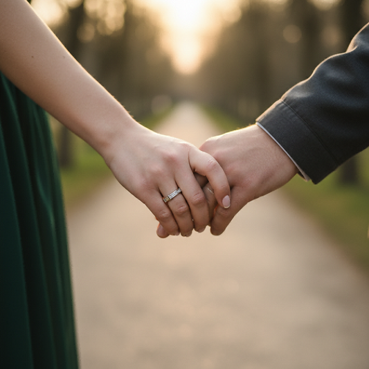 Bamboo Couple Ring | Silver with Zircon | Abundant Life & Lasting Love Symbol | Romantic Gift
