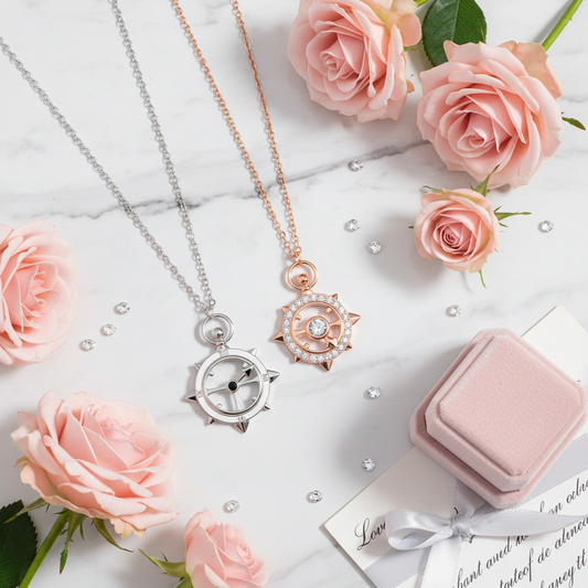 Clock Couple Necklace Complementary Flat Lay