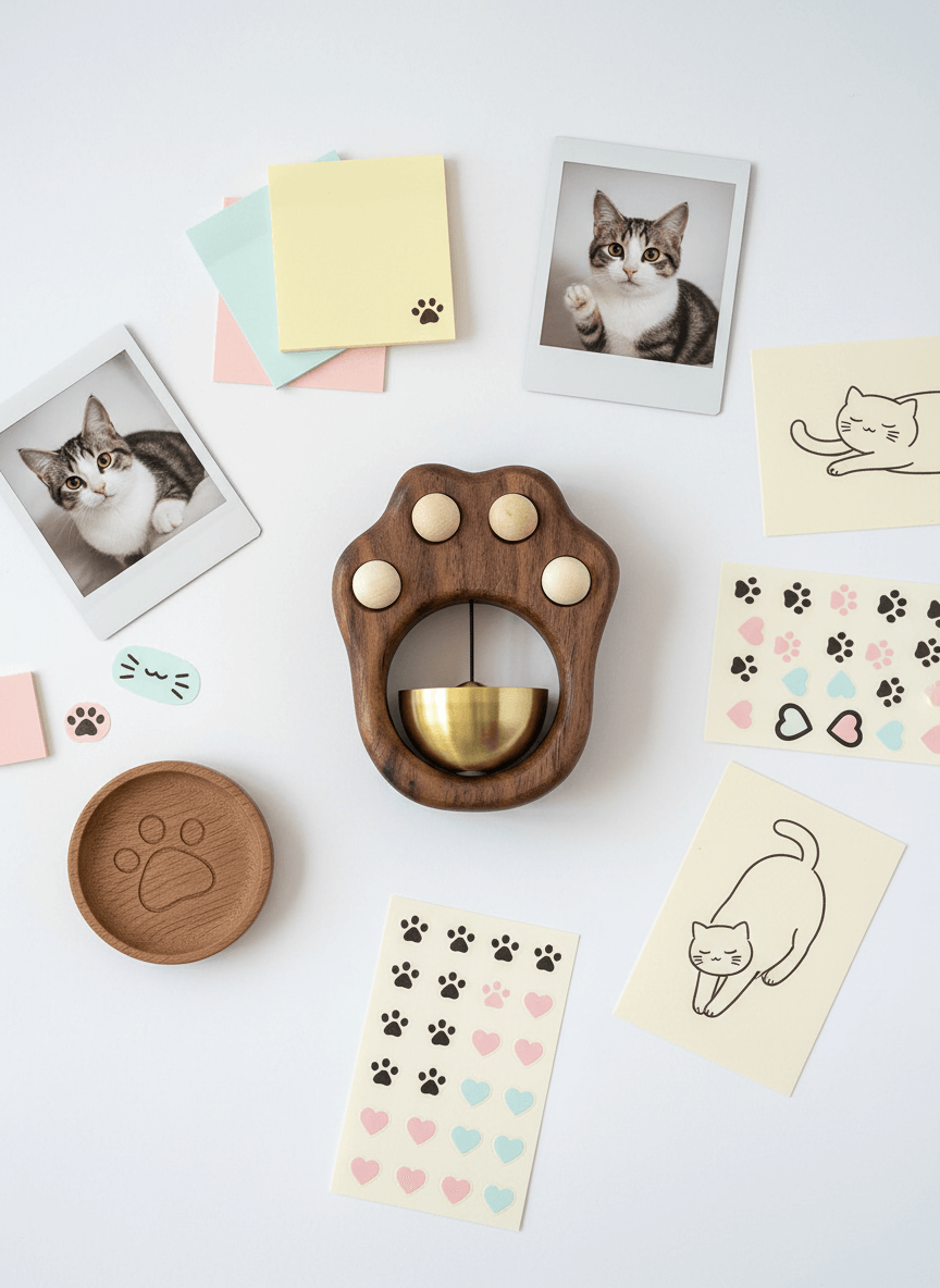 Cat paw bell magnet cute cat lover gift