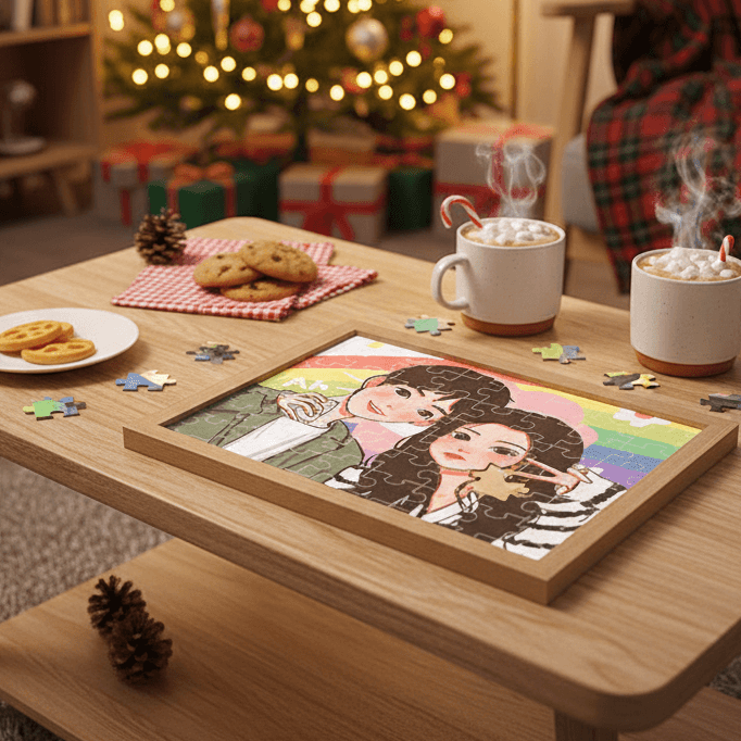 Custom couple photo puzzle Christmas gift romantic present