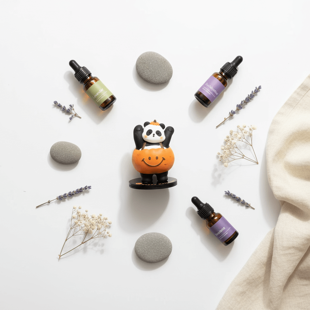 Cute panda essential oil diffuser display