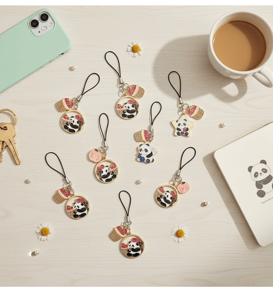 Panda Charm Set | 12 Cute Styles for Phone & Keys | Kawaii Accessories