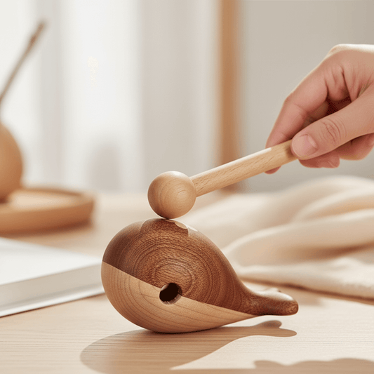 Wooden Whale Percussion Block | Meditation & Stress Relief Desk Toy | Calming Sound Instrument