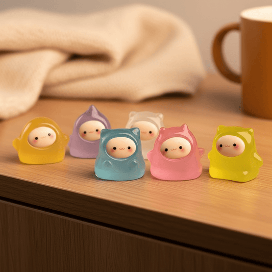 Glow-in-the-Dark Jelly Sprite Set | 6-Piece Mini Resin Figures | Kawaii Room Decor