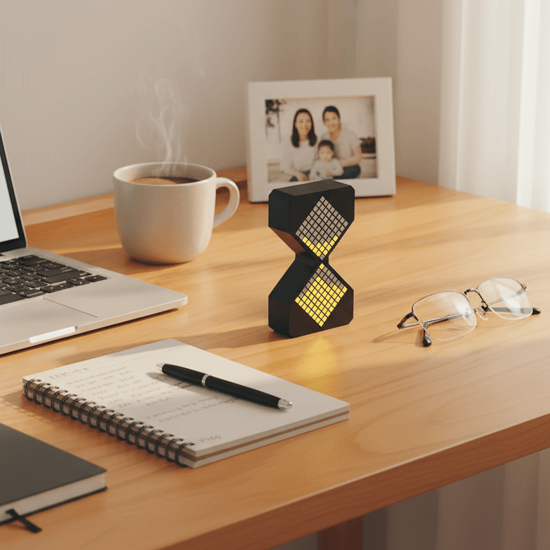 Elegant hourglass timer for time management and focus