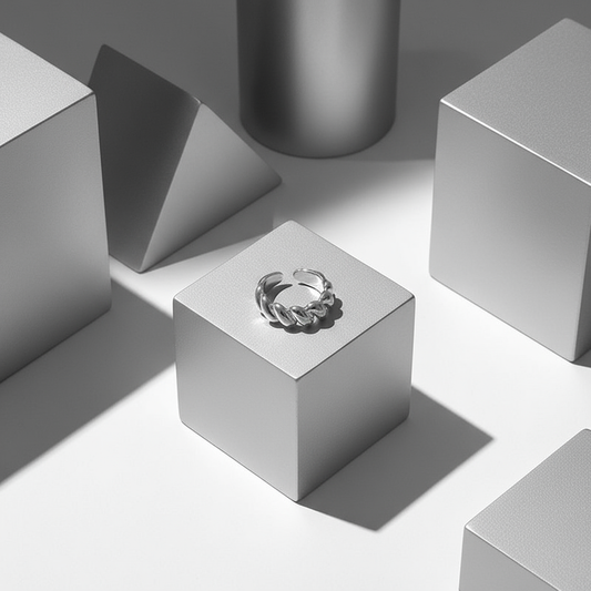Croissant Horn Ring Geometric Flat Lay