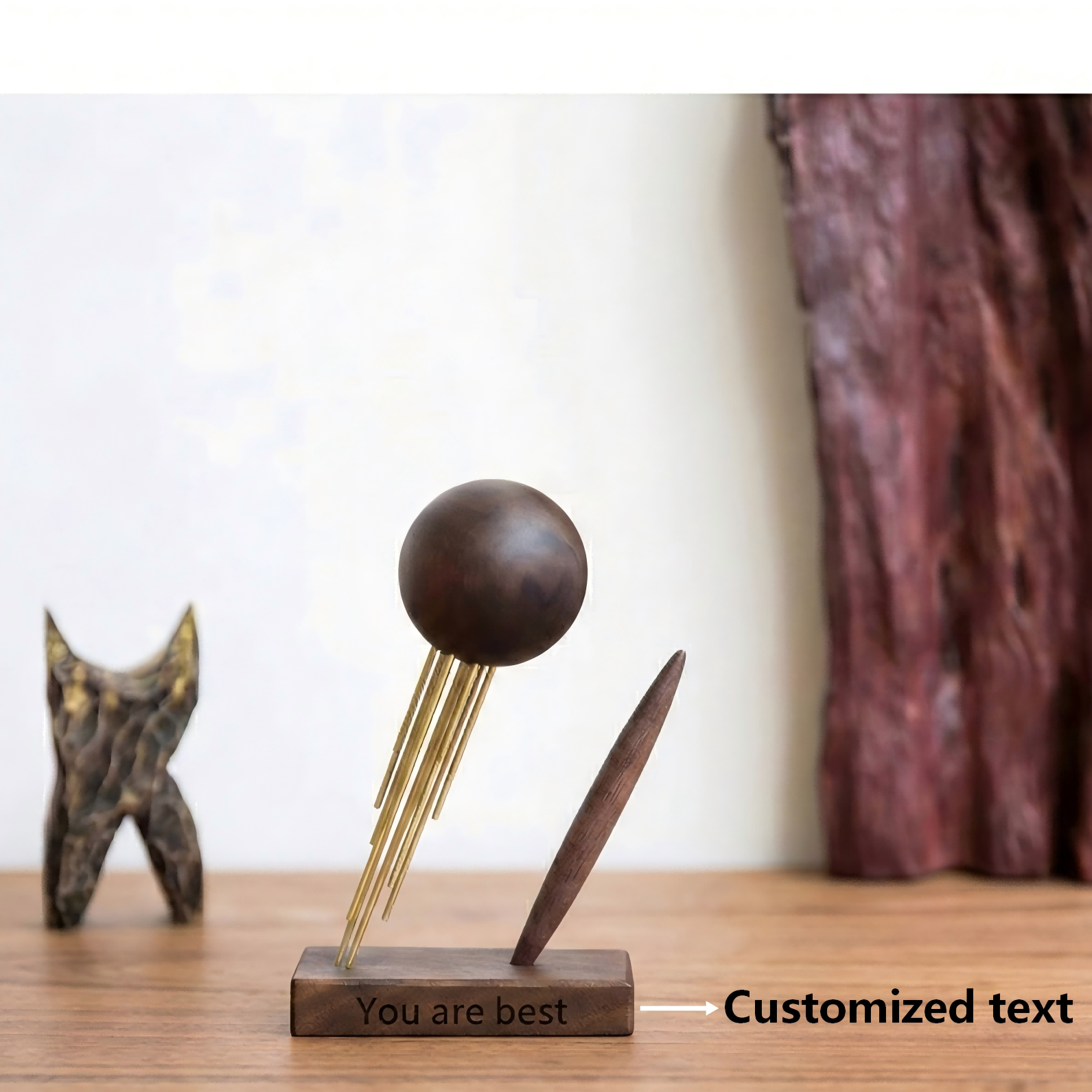 Planet Eternal Pen Desktop Ornament - handcrafted wood, custom engraving, custom printing