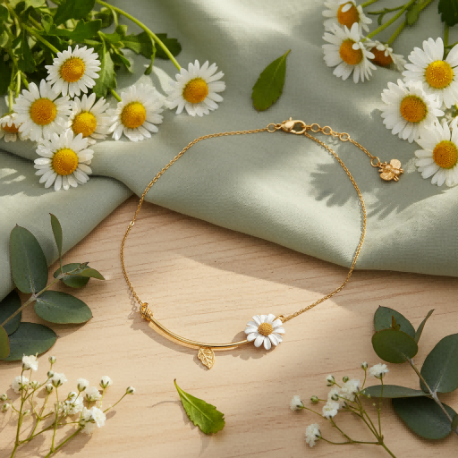 Daisy Leaf Necklace | Gold Plated Enamel | Plant Series | Nature-Inspired Jewelry