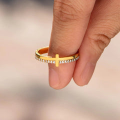 Personalized Minimalist Cross Ring for Women