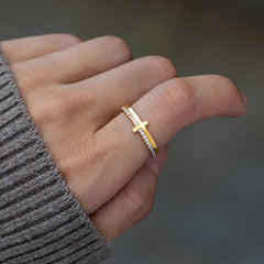 Personalized Minimalist Cross Ring for Women