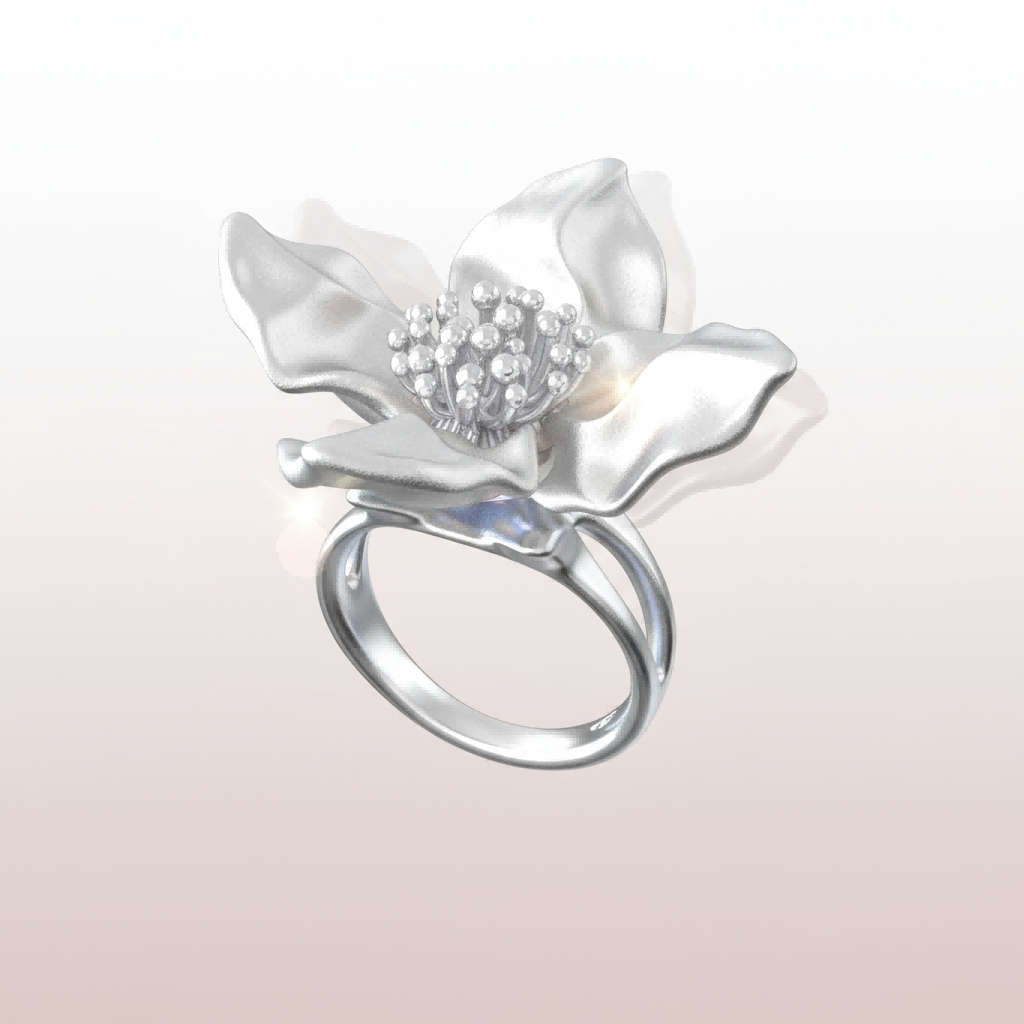 Floral Spinner Ring | Fidget Ring for Anxiety Relief | Sterling Silver Adjustable