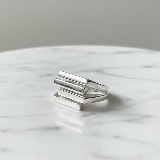 Harmony Stack Ring | Minimalist Stacking Ring | Sterling Silver Adjustable | Layering Jewelry