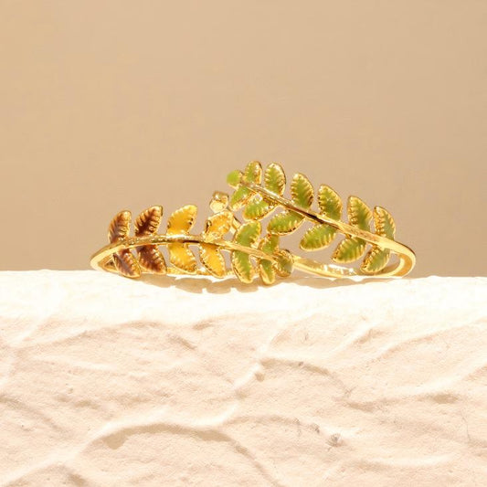 The Golden Leaf Ring  Adjustable Autumn Leaf Ring for Women  Sterling Silver