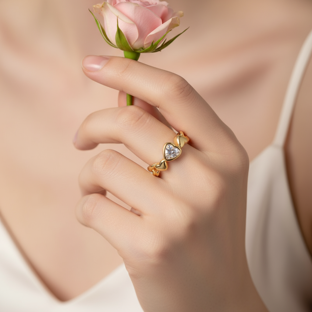 Heart chain ring romantic lifestyle shot