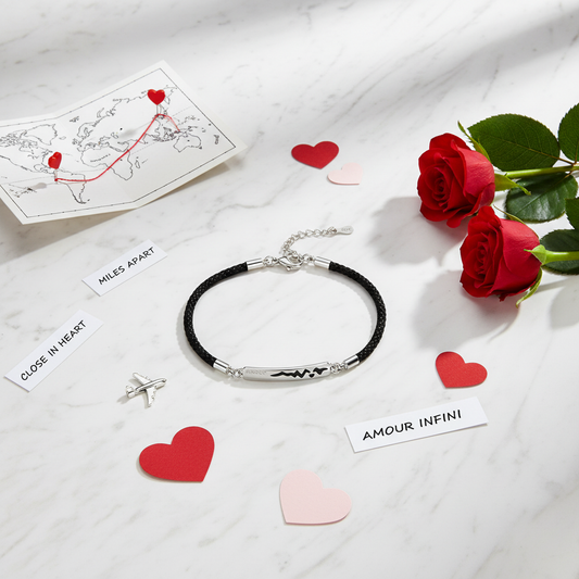 Heartbeat Couple Bracelets Long Distance Flat Lay