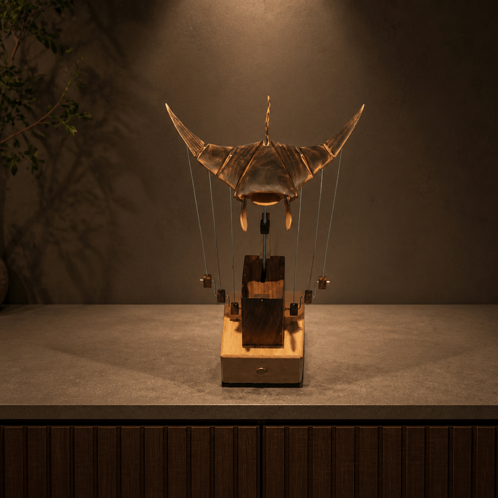 Animated Wooden Manta Ray | USB-C Rechargeable Desk Sculpture