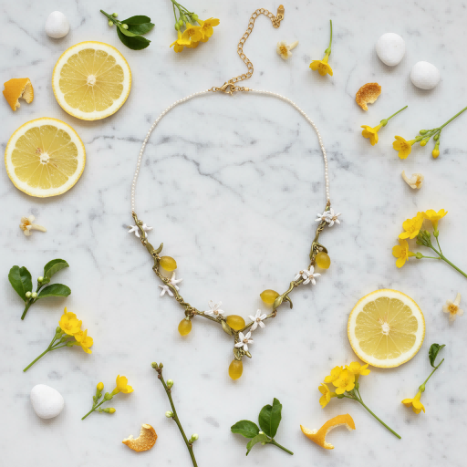 Lemon Flower Pearl Necklace | Gold Plated Plant Series | Nature-Inspired Elegant Jewelry