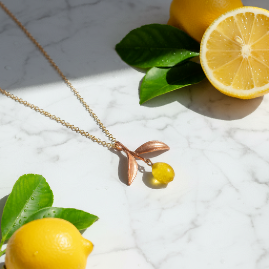 Lemon Necklace | Copper & Resin Plant Series | Sweet & Sour Love Symbol | Christmas Gift