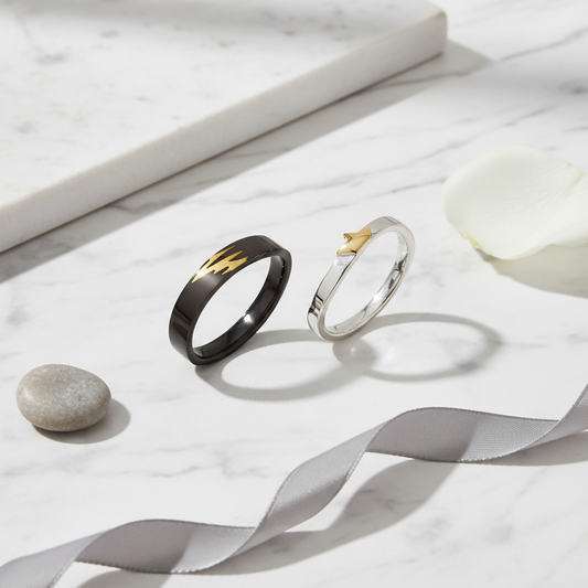 Light & Shadow Couple Rings | 925 Silver Simple Style | Loyal Companion Symbol | Romantic Gift