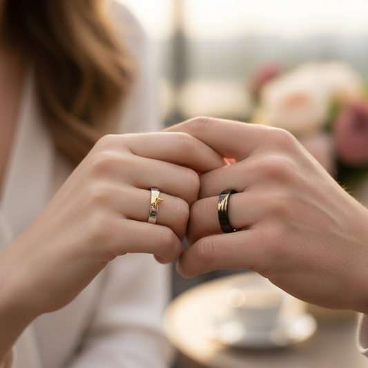 Light & Shadow Couple Rings | 925 Silver Simple Style | Loyal Companion Symbol | Romantic Gift