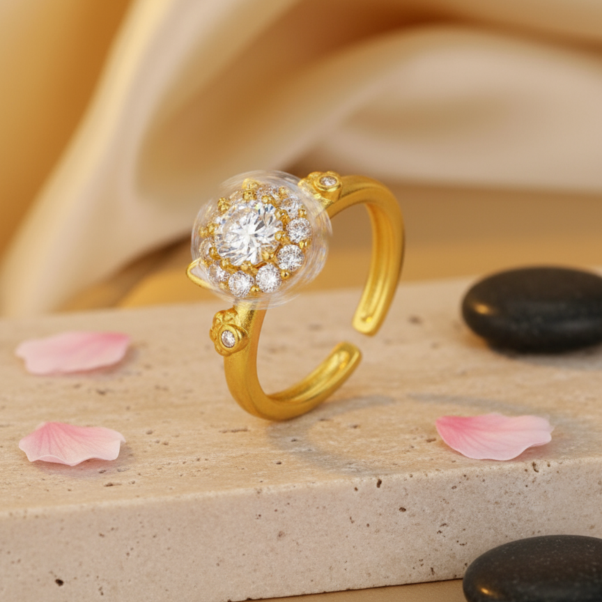 Lucky cat Maneki-neko spinner fidget ring good fortune