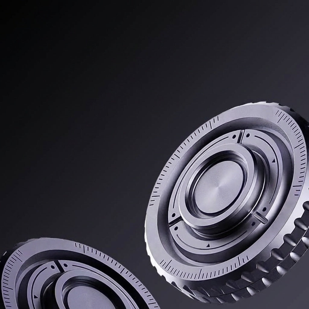 Close-up of a metallic gear on a dark background