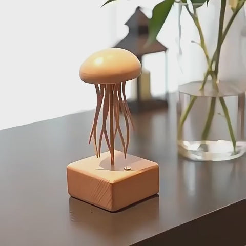 Jellyfish Kinetic Sculpture | Rechargeable Wood Art Ornament