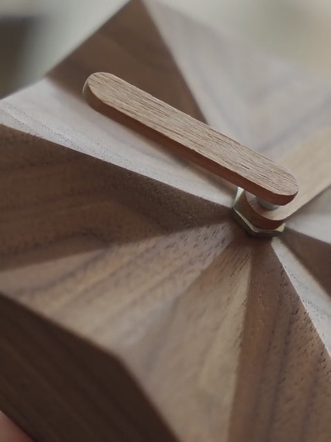 Geometric Wood Clock - Handcrafted Desktop Ornament & Timepiece
