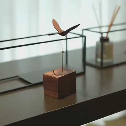 Flying Swan Kinetic Sculpture | Battery-Powered Wood Art Ornament