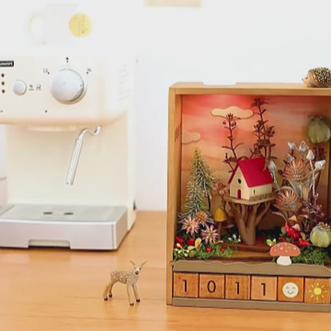 Miniature Forest Calendar Ornament | LED Light Box | Rechargeable Desktop Décor Gift