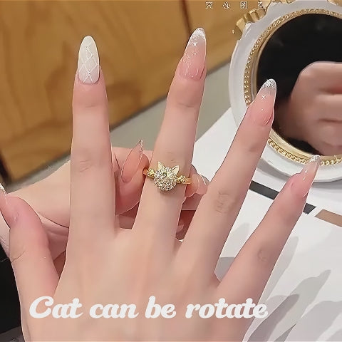 Lucky Cat Spinner Ring | Maneki-neko Fidget Ring | Good Fortune Jewelry
