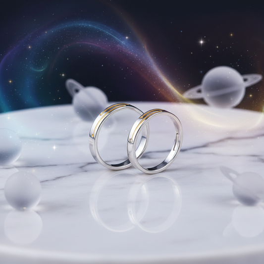 Shooting Star Couple Ring Modern Cosmic Product