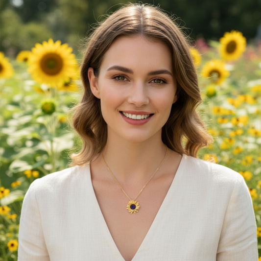 Black-eyed Susan Flower Necklace | Copper Plant Series | Nature-Inspired Girlfriend Gift