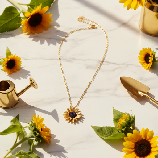 Black-eyed Susan Flower Necklace | Copper Plant Series | Nature-Inspired Girlfriend Gift
