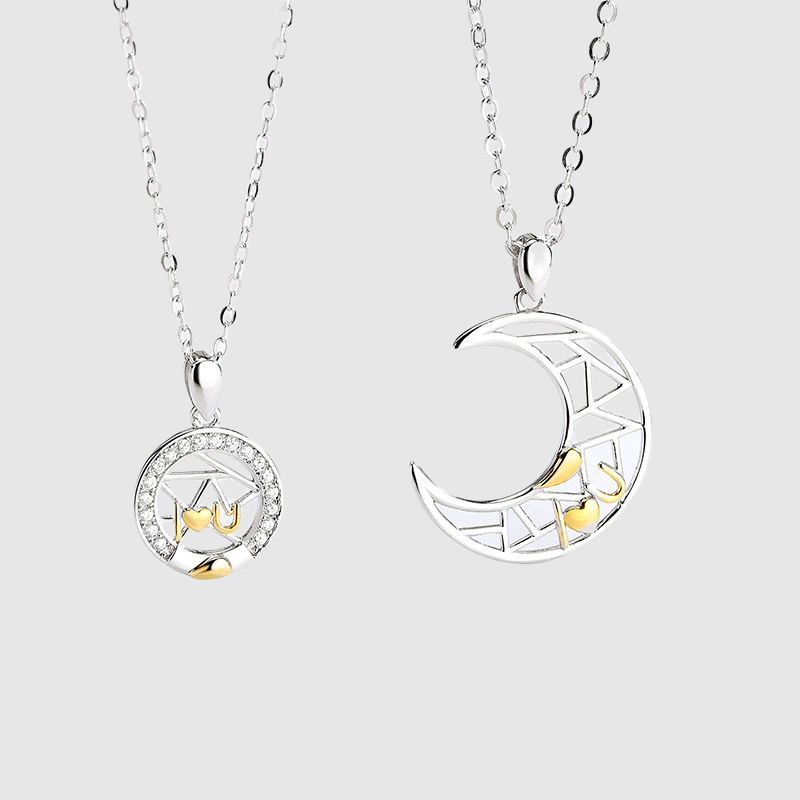 Couple Necklace Sun and Moon Pendant Stitching Love Token Holiday Gift